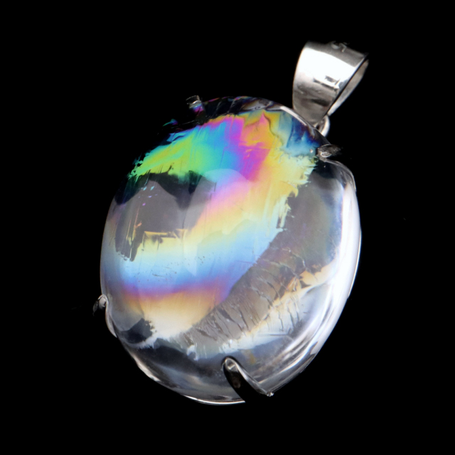 アイリスクォーツ 虹入り 水晶 ネックレス AAA 天然石 ペンダント高品質 Silver925 チェーン付き