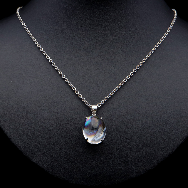 アイリスクォーツ 虹入り 水晶 ネックレス AAA 天然石 ペンダント高品質 Silver925 チェーン付き
