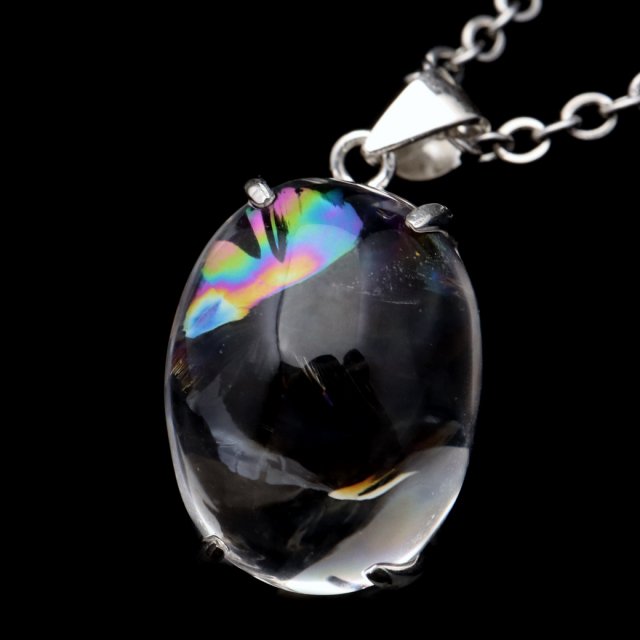 アイリスクォーツ 虹入り 水晶 ネックレス AAA 天然石 ペンダント高品質 Silver925 チェーン付き