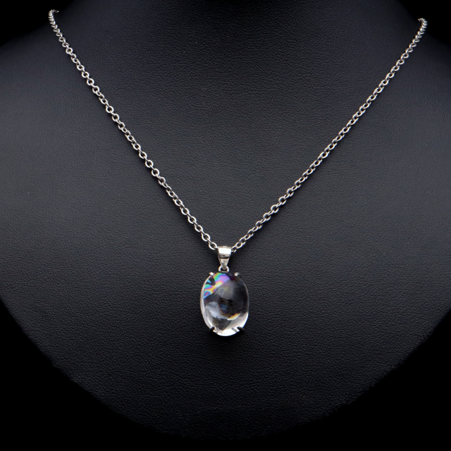 アイリスクォーツ 虹入り 水晶 ネックレス AAA 天然石 ペンダント高品質 Silver925 チェーン付き