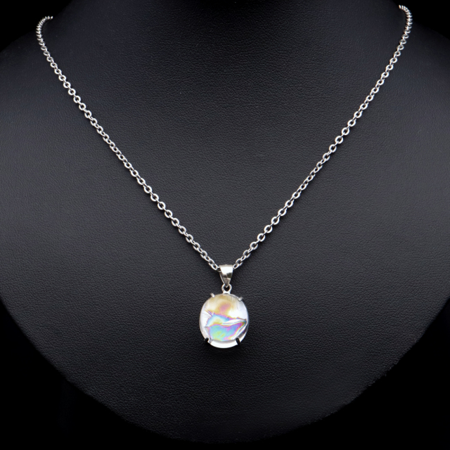 アイリスクォーツ 虹入り 水晶 ネックレス AAA 天然石 ペンダント高品質 Silver925 チェーン付き