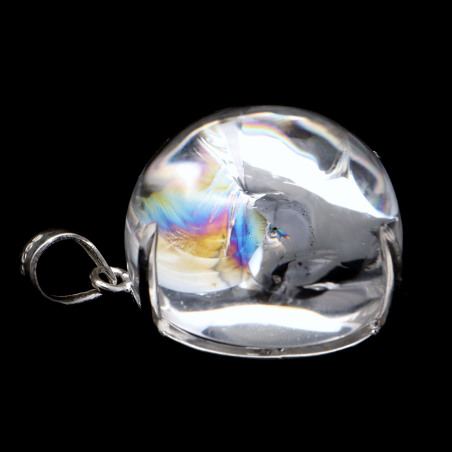 アイリスクォーツ 虹入り 水晶 ネックレス AAA 天然石 ペンダント高品質 Silver925 チェーン付き