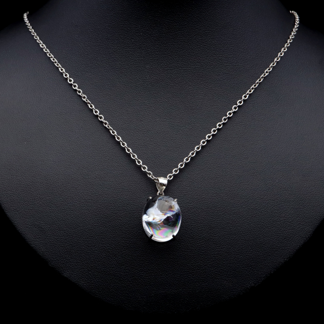 アイリスクォーツ 虹入り 水晶 ネックレス AAA 天然石 ペンダント高品質 Silver925 チェーン付き