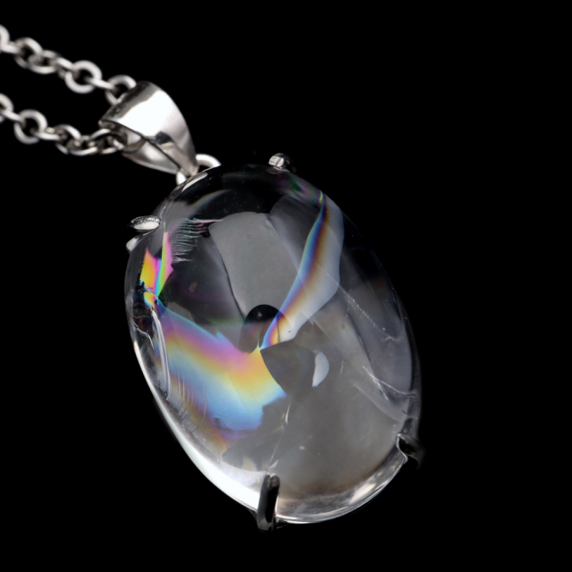 アイリスクォーツ 虹入り 水晶 ネックレス AAA 天然石 ペンダント高品質 Silver925 チェーン付き