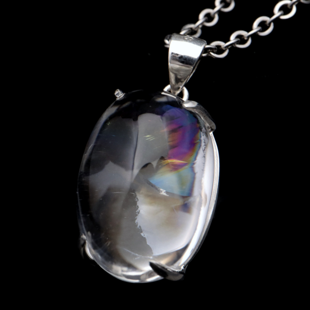 アイリスクォーツ 虹入り 水晶 ネックレス AAA 天然石 ペンダント高品質 Silver925 チェーン付き