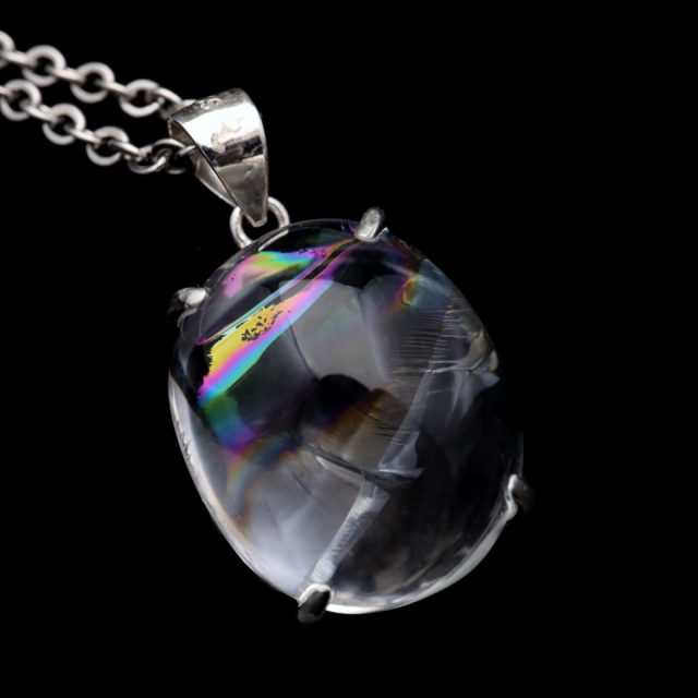 アイリスクォーツ 虹入り 水晶 ネックレス AAA 天然石 ペンダント高品質 Silver925 チェーン付き