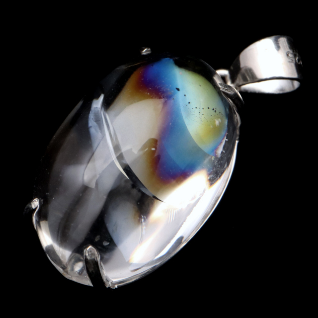 アイリスクォーツ 虹入り 水晶 ネックレス AAA 天然石 ペンダント高品質 Silver925 チェーン付き