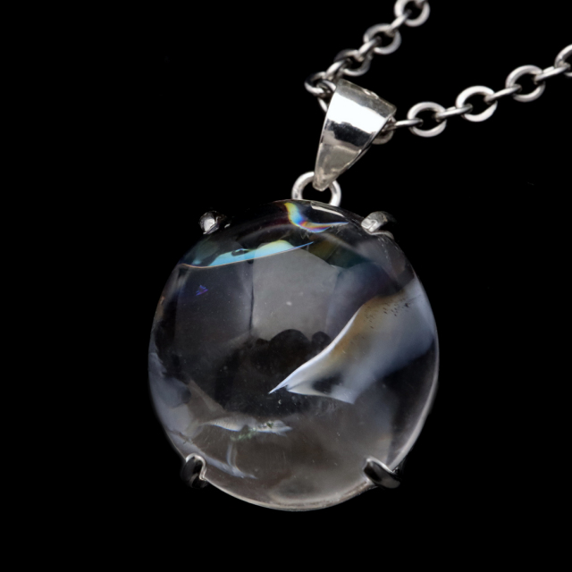 アイリスクォーツ 虹入り 水晶 ネックレス AAA 天然石 ペンダント高品質 Silver925 チェーン付き