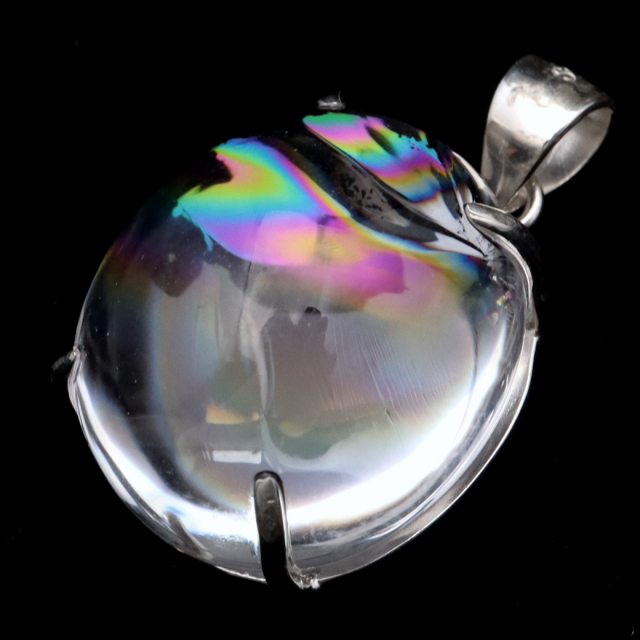 アイリスクォーツ 虹入り 水晶 ネックレス AAA 天然石 ペンダント高品質 Silver925 チェーン付き