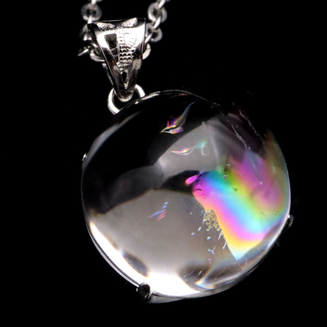 アイリスクォーツ 虹入り 水晶 ネックレス AAA 天然石 ペンダント高品質 Silver925 チェーン付き
