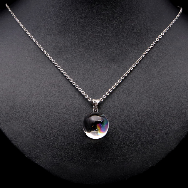 アイリスクォーツ 虹入り 水晶 ネックレス AAA 天然石 ペンダント高品質 Silver925 チェーン付き