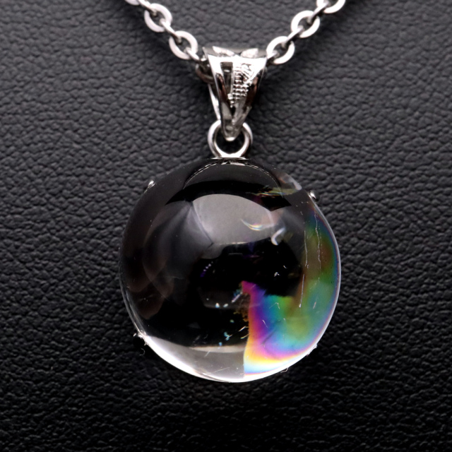 アイリスクォーツ 虹入り 水晶 ネックレス AAA 天然石 ペンダント高品質 Silver925 チェーン付き
