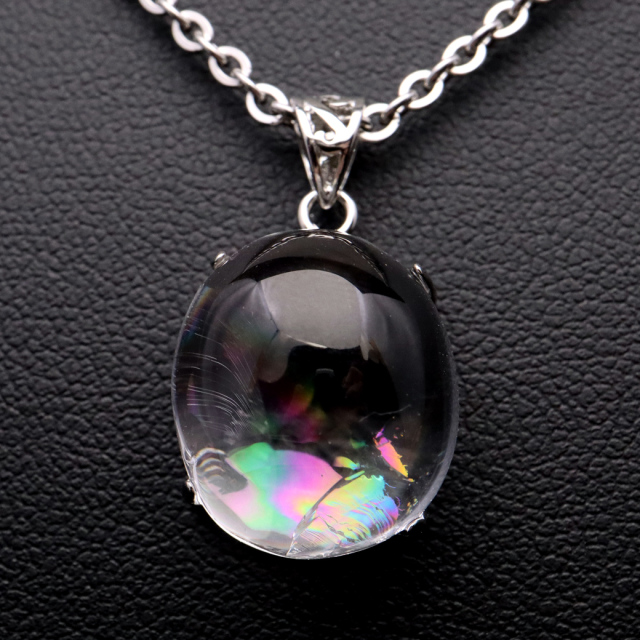 アイリスクォーツ 虹入り 水晶 ネックレス AAA 天然石 ペンダント高品質 Silver925 チェーン付き