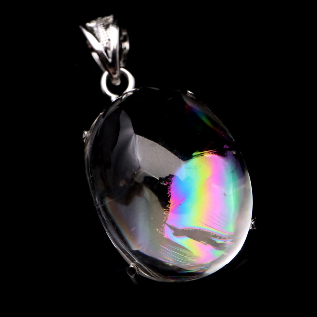 アイリスクォーツ 虹入り 水晶 ネックレス AAA 天然石 ペンダント高品質 Silver925 チェーン付き