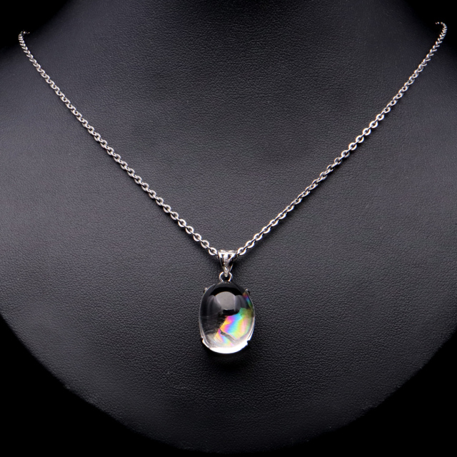 アイリスクォーツ 虹入り 水晶 ネックレス AAA 天然石 ペンダント高品質 Silver925 チェーン付き