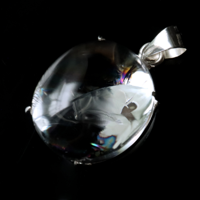 アイリスクォーツ 虹入り 水晶 ネックレス 天然石 ペンダント高品質 Silver925 チェーン付き