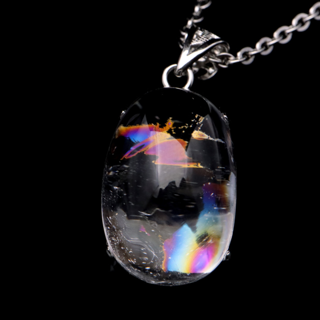 アイリスクォーツ 虹入り 水晶 ネックレス AAA 天然石 ペンダント高品質 Silver925 チェーン付き