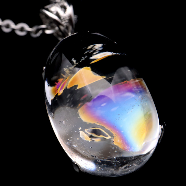 アイリスクォーツ 虹入り 水晶 ネックレス AAA 天然石 ペンダント高品質 Silver925 チェーン付き
