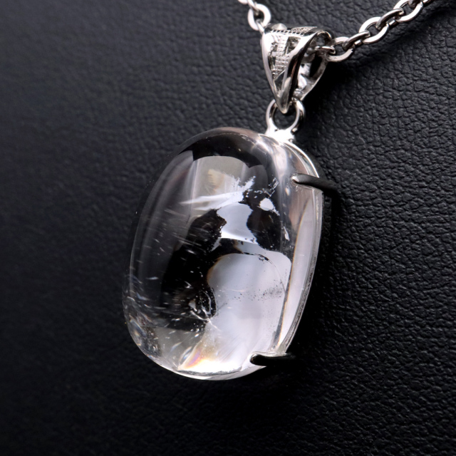 アイリスクォーツ 虹入り 水晶 ネックレス AAA 天然石 ペンダント高品質 Silver925 チェーン付き