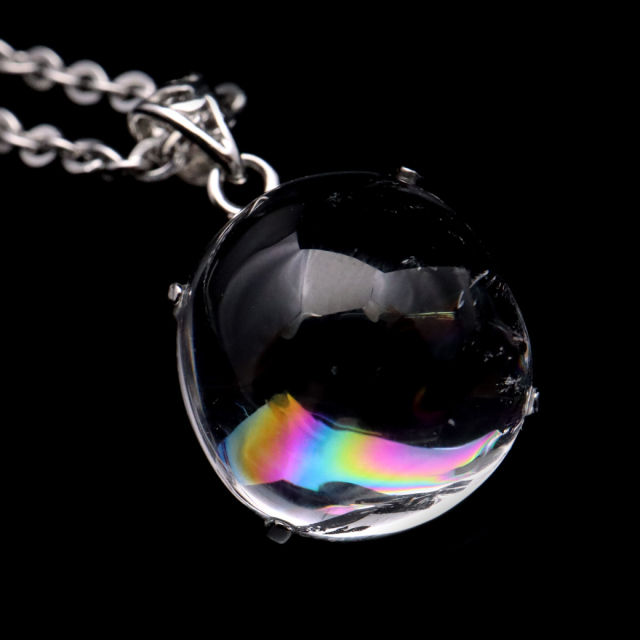 アイリスクォーツ 虹入り 水晶 ネックレス AAA 天然石 ペンダント高品質 Silver925 チェーン付き