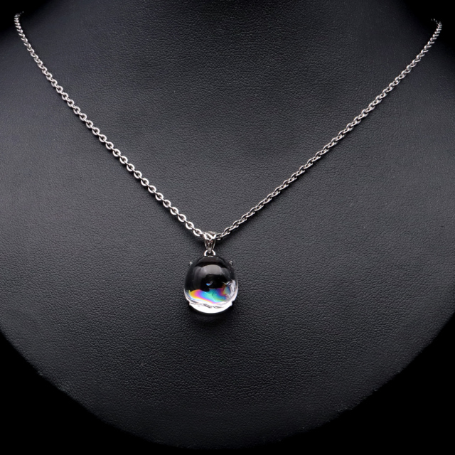 アイリスクォーツ 虹入り 水晶 ネックレス AAA 天然石 ペンダント高品質 Silver925 チェーン付き