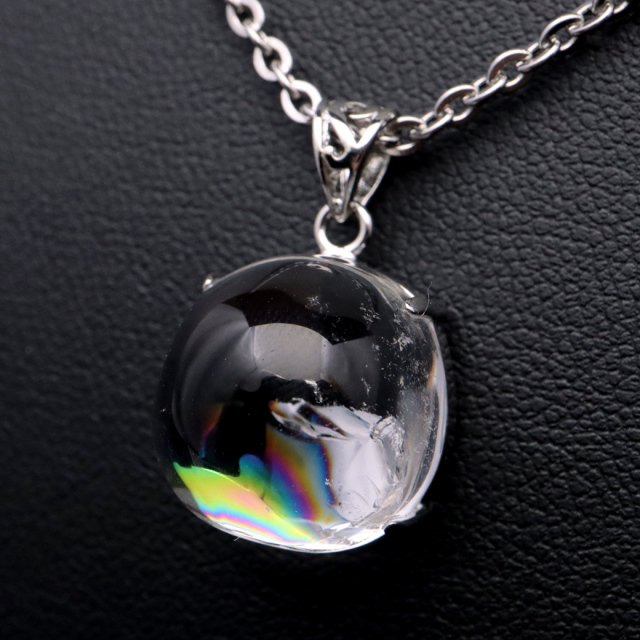 アイリスクォーツ 虹入り 水晶 ネックレス AAA 天然石 ペンダント高品質 Silver925 チェーン付き