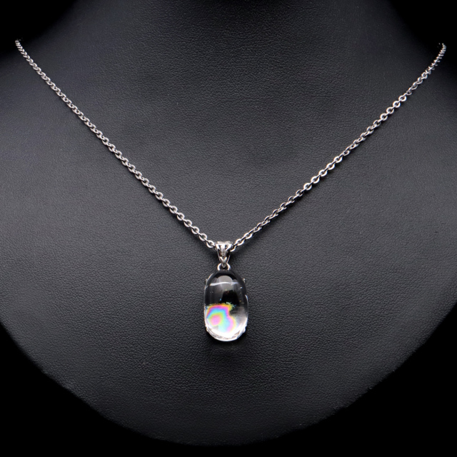 アイリスクォーツ 虹入り 水晶 ネックレス AAA 天然石 ペンダント高品質 Silver925 チェーン付き