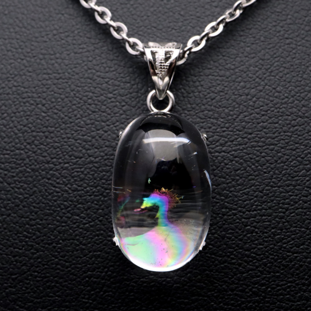 アイリスクォーツ 虹入り 水晶 ネックレス AAA 天然石 ペンダント高品質 Silver925 チェーン付き