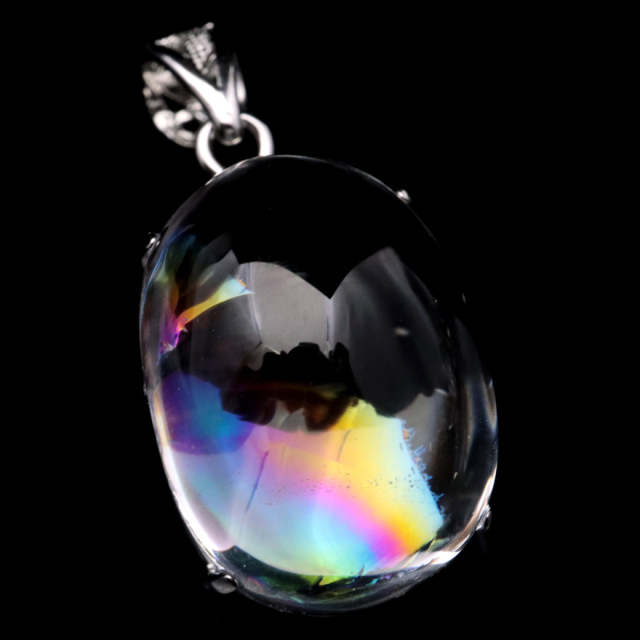 アイリスクォーツ 虹入り 水晶 ネックレス AAA 天然石 ペンダント高品質 Silver925 チェーン付き