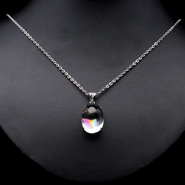 アイリスクォーツ 虹入り 水晶 ネックレス AAA 天然石 ペンダント高品質 Silver925 チェーン付き