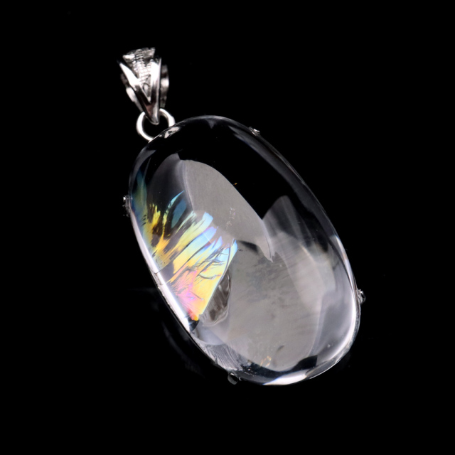 アイリスクォーツ 虹入り 水晶 ネックレス AAA 天然石 ペンダント高品質 Silver925 チェーン付き