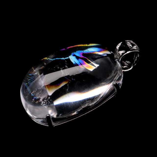 アイリスクォーツ 虹入り 水晶 ネックレス AAA 天然石 ペンダント高品質 Silver925 チェーン付き