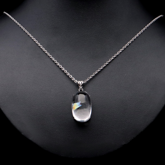 アイリスクォーツ 虹入り 水晶 ネックレス AAA 天然石 ペンダント高品質 Silver925 チェーン付き