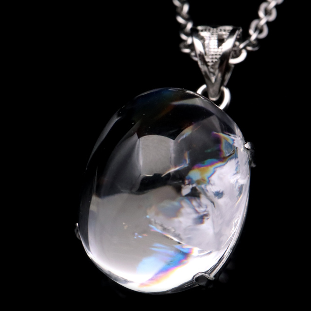 アイリスクォーツ 虹入り 水晶 ネックレス AAA 天然石 ペンダント高品質 Silver925 チェーン付き