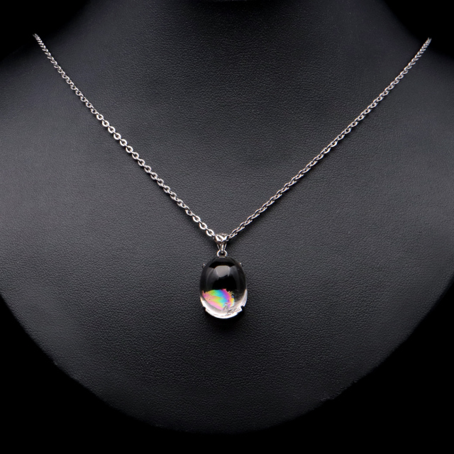 アイリスクォーツ 虹入り 水晶 ネックレス AAA 天然石 ペンダント高品質 Silver925 チェーン付き