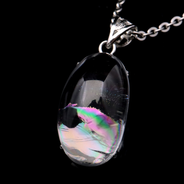 アイリスクォーツ 虹入り 水晶 ネックレス AAA 天然石 ペンダント高品質 Silver925 チェーン付き