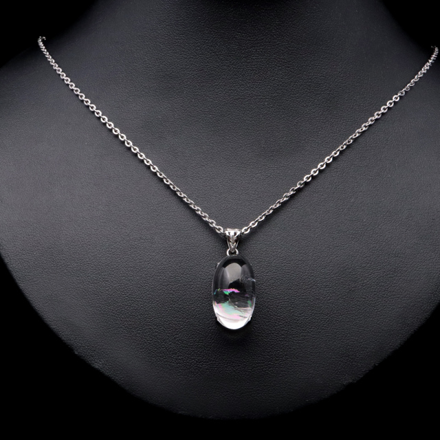 アイリスクォーツ 虹入り 水晶 ネックレス AAA 天然石 ペンダント高品質 Silver925 チェーン付き