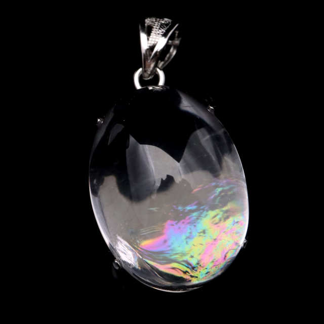 アイリスクォーツ 虹入り 水晶 ネックレス AAA 天然石 ペンダント高品質 Silver925 チェーン付き