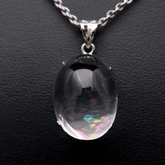 アイリスクォーツ 虹入り 水晶 ネックレス AAA 天然石 ペンダント高品質 Silver925 チェーン付き