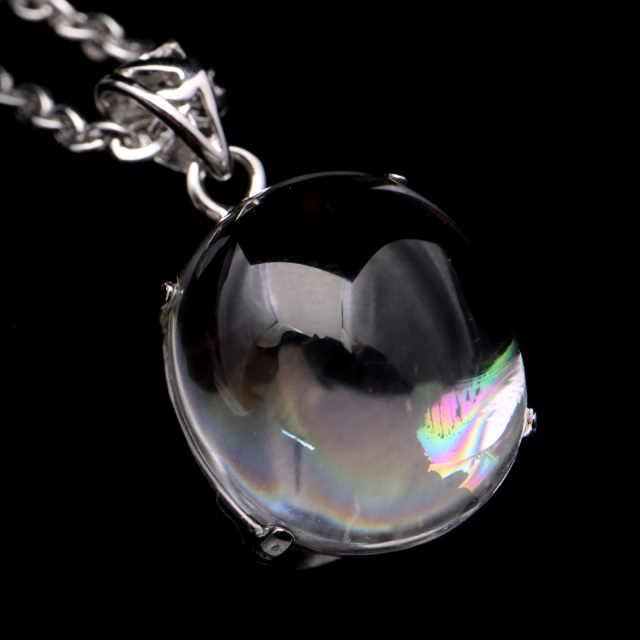 アイリスクォーツ 虹入り 水晶 ネックレス AAA 天然石 ペンダント高品質 Silver925 チェーン付き