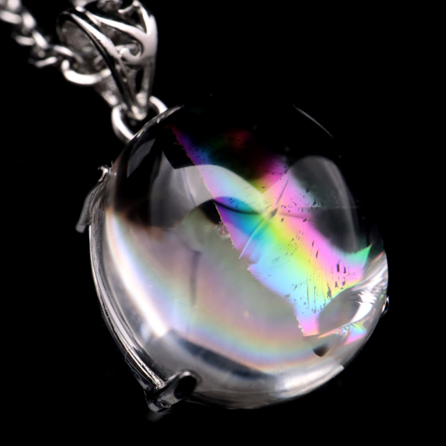 アイリスクォーツ 虹入り 水晶 ネックレス AAA 天然石 ペンダント高品質 Silver925 チェーン付き