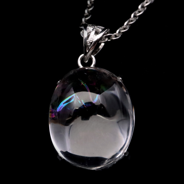 アイリスクォーツ 虹入り 水晶 ネックレス AAA 天然石 ペンダント高品質 Silver925 チェーン付き