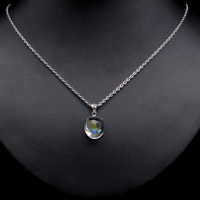 アイリスクォーツ 虹入り 水晶 ネックレス AAA 天然石 ペンダント高品質 Silver925 チェーン付き