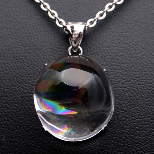 アイリスクォーツ 虹入り 水晶 ネックレス AAA 天然石 ペンダント高品質 Silver925 チェーン付き