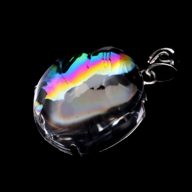 アイリスクォーツ 虹入り 水晶 ネックレス AAA 天然石 ペンダント高品質 Silver925 チェーン付き