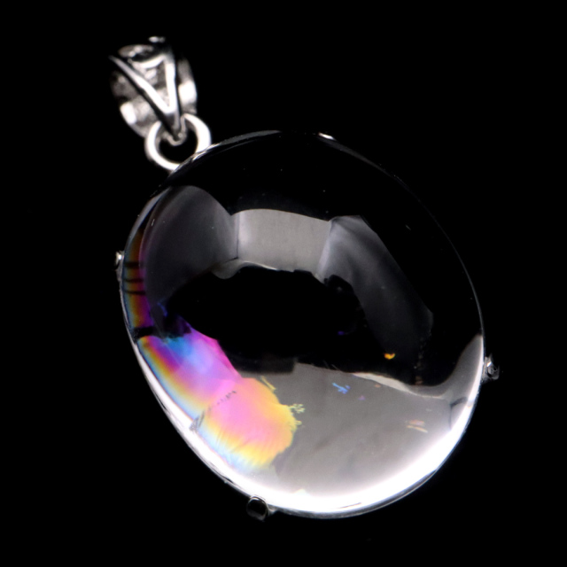 アイリスクォーツ 虹入り 水晶 ネックレス AAA 天然石 ペンダント高品質 Silver925 チェーン付き