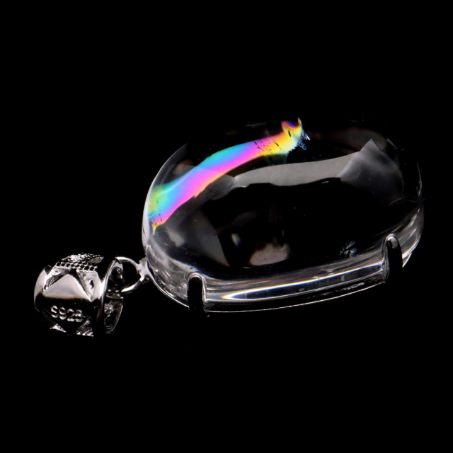アイリスクォーツ 虹入り 水晶 ネックレス AAA 天然石 ペンダント高品質 Silver925 チェーン付き