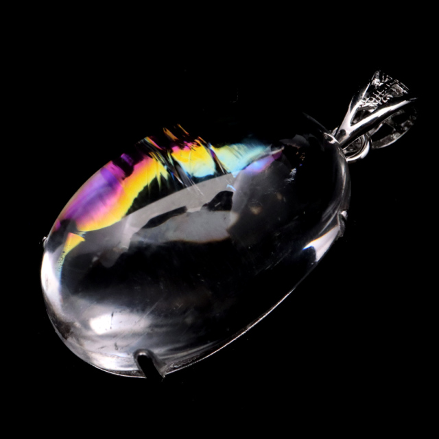 アイリスクォーツ 虹入り 水晶 ネックレス AAA 天然石 ペンダント高品質 Silver925 チェーン付き