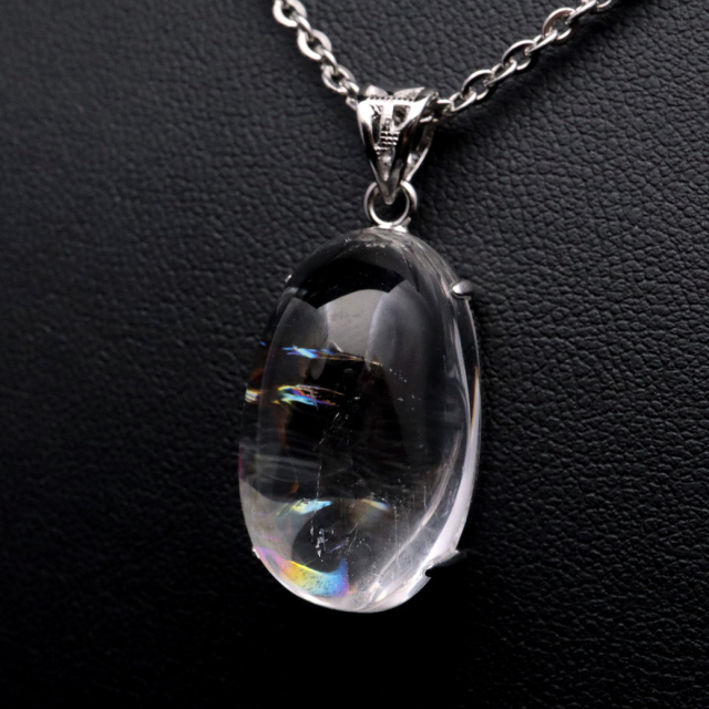 アイリスクォーツ 虹入り 水晶 ネックレス AAA 天然石 ペンダント高品質 Silver925 チェーン付き