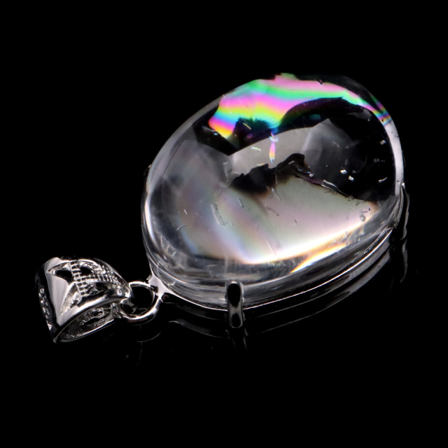 アイリスクォーツ 虹入り 水晶 ネックレス AAA 天然石 ペンダント高品質 Silver925 チェーン付き